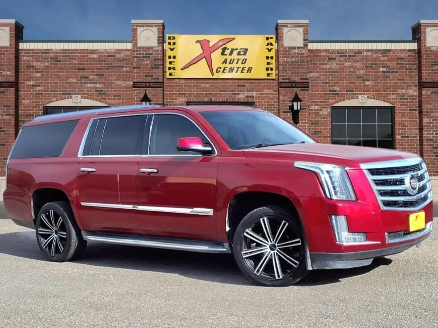 2015 Crystal Red Tintcoat Gbe Cadillac Escalade ESV Luxury 4WD (1GYS4HKJ8FR) with an Other engine, Automatic transmission, located at 1401 N. Hobart, Pampa, TX, 79065, (806) 665-9872, 35.549953, -100.975098 - **Experience Luxury and Space with the 2015 Cadillac Escalade ESV Luxury 4WD at Xtra Auto Center!**<br /> <br /> Are you looking for the perfect vehicle to elevate your family adventures or business trips? Look no further than the stunning 2015 Cadillac Escalade ESV Luxury 4WD available now at Xtra - Photo#0