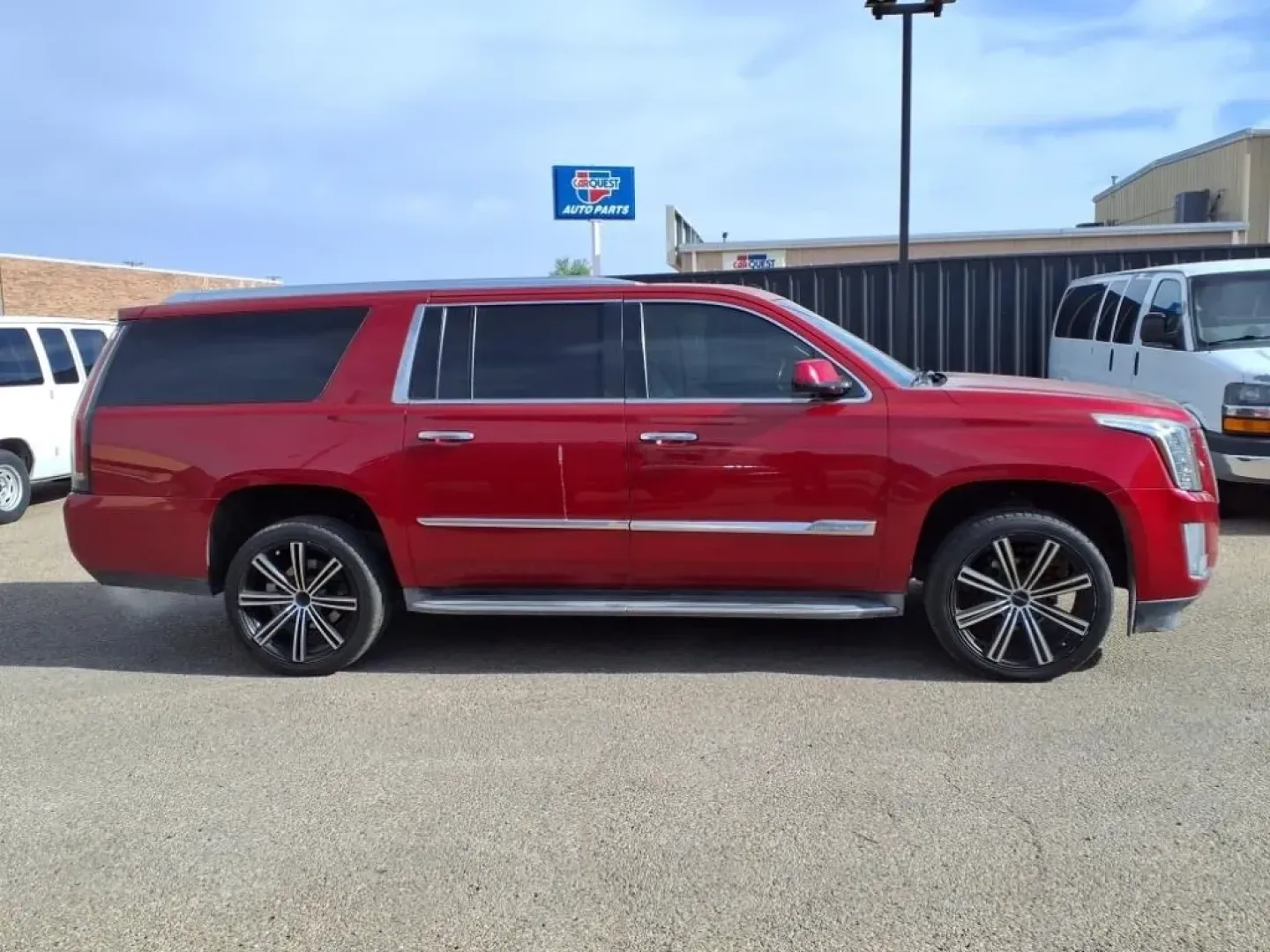 2015 Crystal Red Tintcoat Gbe Cadillac Escalade ESV Luxury 4WD (1GYS4HKJ8FR) with an Other engine, Automatic transmission, located at 1401 N. Hobart, Pampa, TX, 79065, (806) 665-9872, 35.549953, -100.975098 - **Experience Luxury and Space with the 2015 Cadillac Escalade ESV Luxury 4WD at Xtra Auto Center!**<br /> <br /> Are you looking for the perfect vehicle to elevate your family adventures or business trips? Look no further than the stunning 2015 Cadillac Escalade ESV Luxury 4WD available now at Xtra - Photo#2