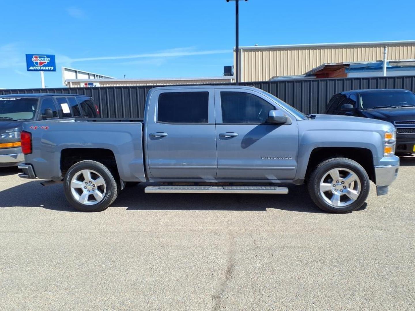 2015 Lt. Blue Chevrolet Silverado 1500 LT (3GCUKREC5FG) with an 5.3L EcoTec3 5.3L V8 355hp 383ft. lbs. Direct Injection engine, 6-Speed Shiftable Automatic w/Overdrive transmission, located at 1401 N. Hobart, Pampa, TX, 79065, (806) 665-9872, 35.549953, -100.975098 - Photo#2