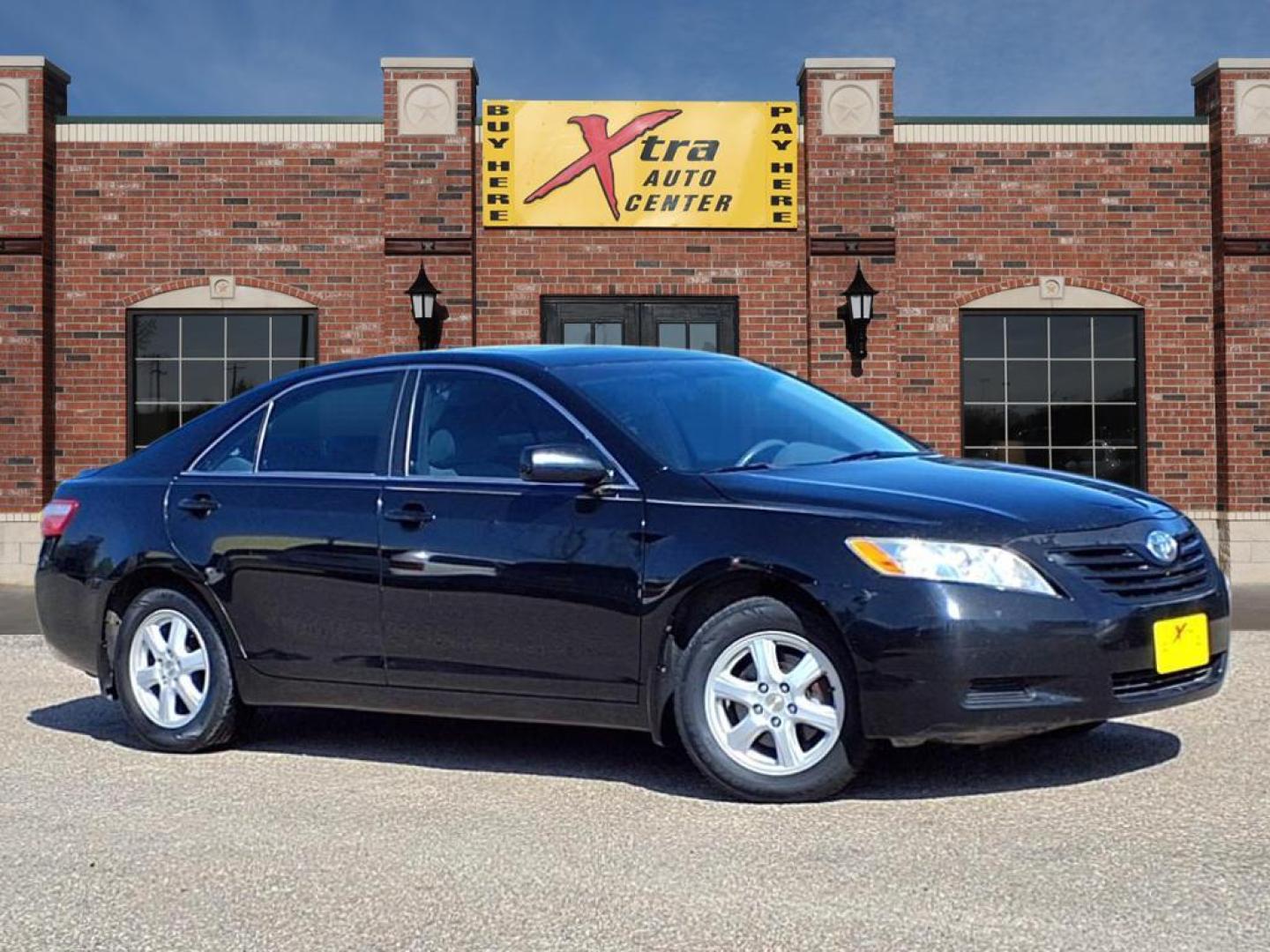 2009 Black 202 Toyota Camry LE (4T1BE46K79U) with an 2.4L 2.4L I4 158hp 161ft. lbs. Fuel Injected engine, 5-Speed Automatic transmission, located at 1401 N. Hobart, Pampa, TX, 79065, (806) 665-9872, 35.549953, -100.975098 - Photo#0