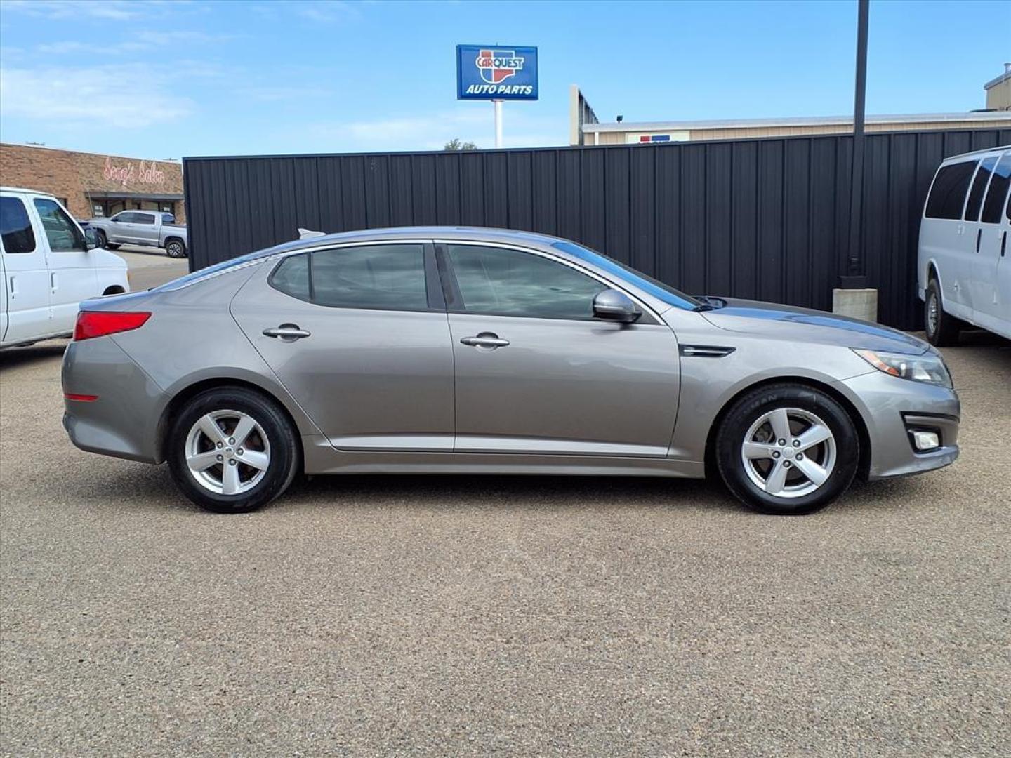 2015 Satin Metal Kia Optima LX (5XXGM4A73FG) with an 2.4L 2.4L I4 192hp 181ft. lbs. Direct Injection engine, 6-Speed Shiftable Automatic transmission, located at 1401 N. Hobart, Pampa, TX, 79065, (806) 665-9872, 35.549953, -100.975098 - Photo#2