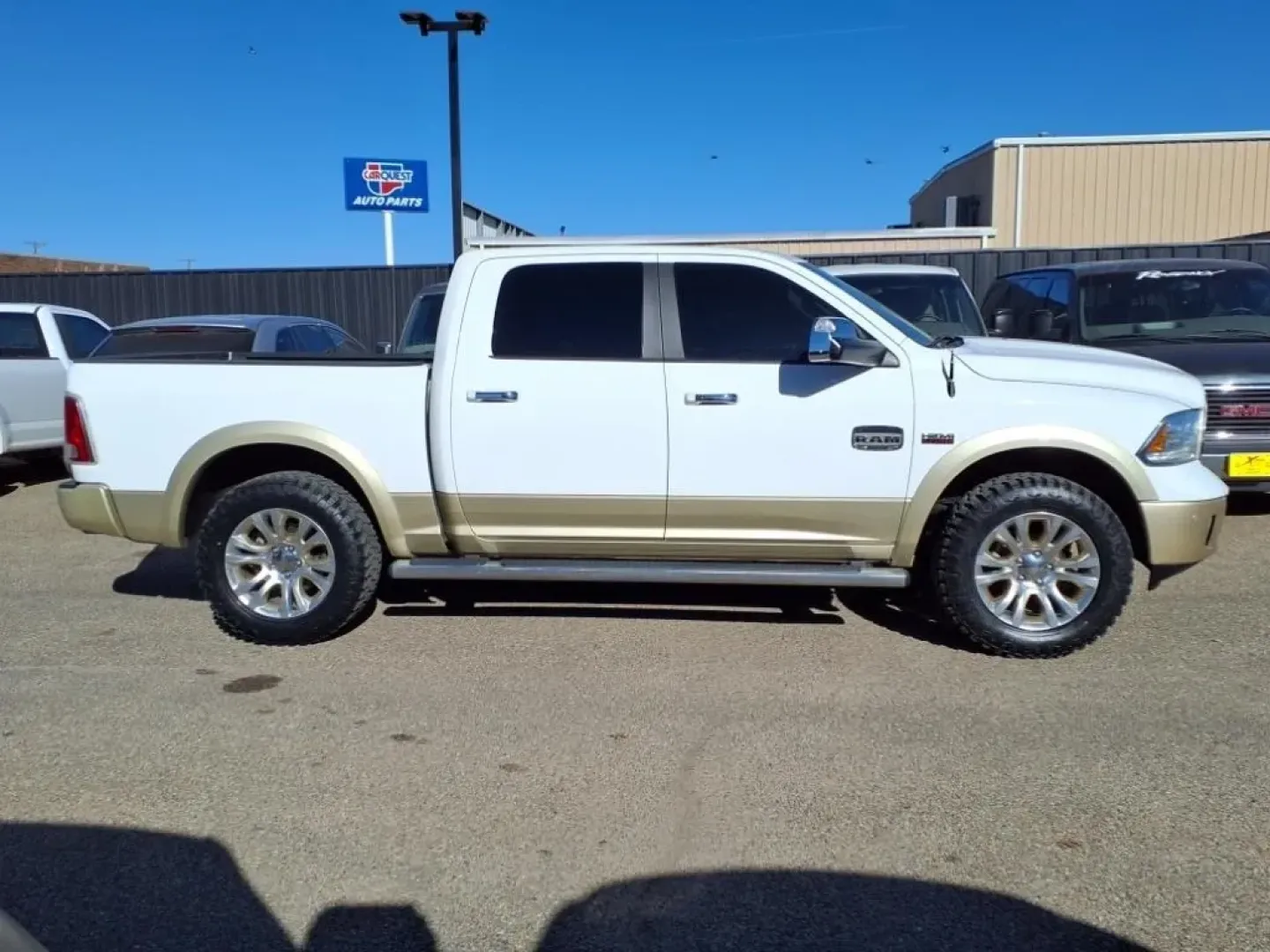 2016 Bright White Clear Coat/White Gold Clear Coat Pw7/ Ram 1500 Longhorn Crew Cab SWB 4WD (1C6RR7PTXGS) with an Other engine, Automatic transmission, located at 1401 N. Hobart, Pampa, TX, 79065, (806) 665-9872, 35.549953, -100.975098 - Experience the power of versatility with this 2016 Ram 1500 Longhorn Crew Cab! Ideal for those who crave adventure yet need a reliable vehicle for daily commutes, this truck seamlessly transitions from weekend warrior to everyday hero. Whether you're hauling equipment for a job in Pampa or heading o - Photo#2