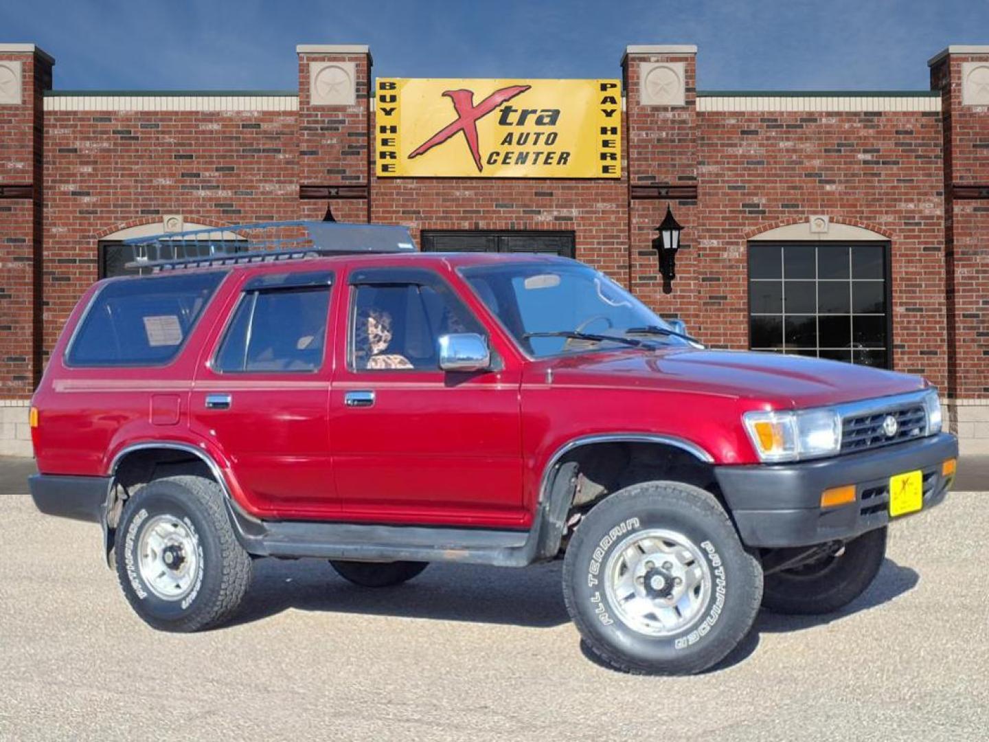 1995 Cardinal Red 000 Toyota 4Runner SR5 V6 (JT3VN39W4S8) with an 3.0L 3.0L V6 150hp 180ft. lbs. Fuel Injected engine, 5-Speed Manual transmission, located at 1401 N. Hobart, Pampa, TX, 79065, (806) 665-9872, 35.549953, -100.975098 - Photo#0