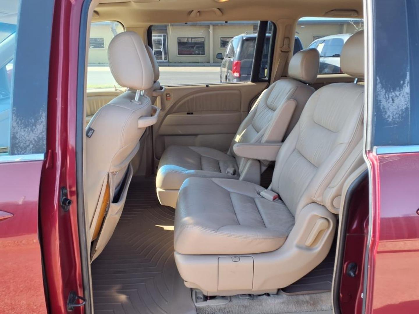 2006 Redrock Pearl Re Honda Odyssey EX-L w/DVD (5FNRL38706B) with an 3.5L 3L NA V6 single overhead cam (SOHC) 24V Fuel Injected engine, 5-Speed Automatic transmission, located at 1401 N. Hobart, Pampa, TX, 79065, (806) 665-9872, 35.549953, -100.975098 - Photo#14