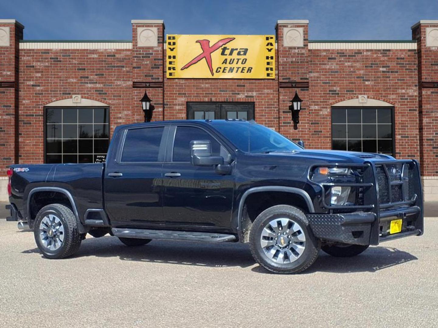 2021 Black Chevrolet Silverado 2500HD Custom (1GC4YMEY4MF) with an 6.6L Duramax 6.6L Biodiesel Turbo V8 445hp 910ft. lbs. Common Rail Direct Injection engine, Automatic transmission, located at 1401 N. Hobart, Pampa, TX, 79065, (806) 665-9872, 35.549953, -100.975098 - Photo#0