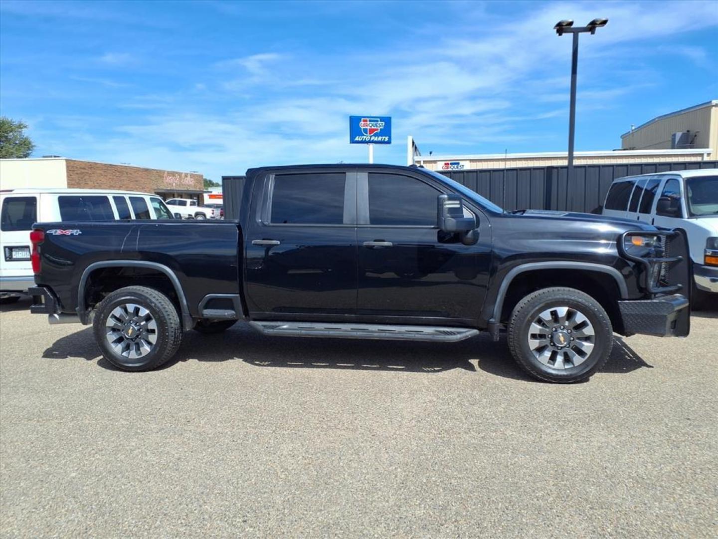 2021 Black Chevrolet Silverado 2500HD Custom (1GC4YMEY4MF) with an 6.6L Duramax 6.6L Biodiesel Turbo V8 445hp 910ft. lbs. Common Rail Direct Injection engine, Automatic transmission, located at 1401 N. Hobart, Pampa, TX, 79065, (806) 665-9872, 35.549953, -100.975098 - Photo#2