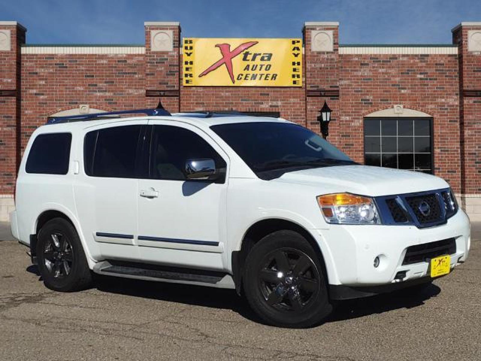 2013 Pearl White Nissan Armada Platinum (5N1BA0NEXDN) with an 5.6L 5.6L Flex Fuel V8 317hp 3 Fuel Injected engine, 5-Speed Automatic transmission, located at 1401 N. Hobart, Pampa, TX, 79065, (806) 665-9872, 35.549641, -100.971878 - Photo #0