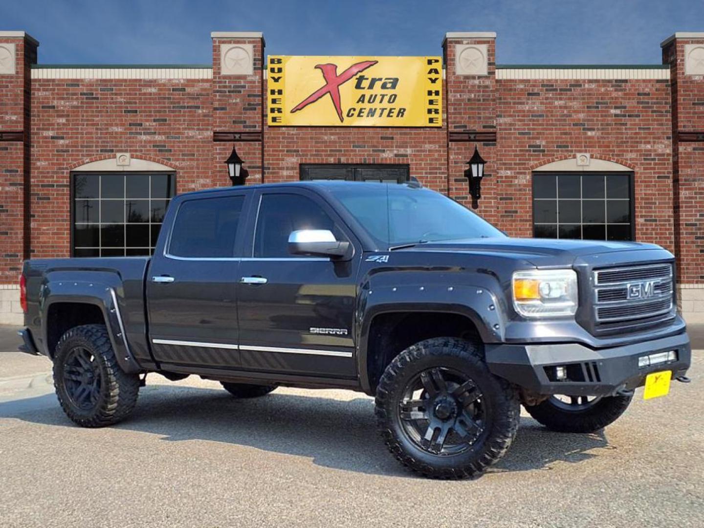 2015 Slate Gray Metallic GMC Sierra 1500 SLT (3GTU2VEJXFG) with an 6.2L EcoTec3 6.2L V8 420hp 460ft. lbs. Direct Injection engine, 8-Speed Shiftable Automatic transmission, located at 1401 N. Hobart, Pampa, TX, 79065, (806) 665-9872, 35.549953, -100.975098 - Photo#0