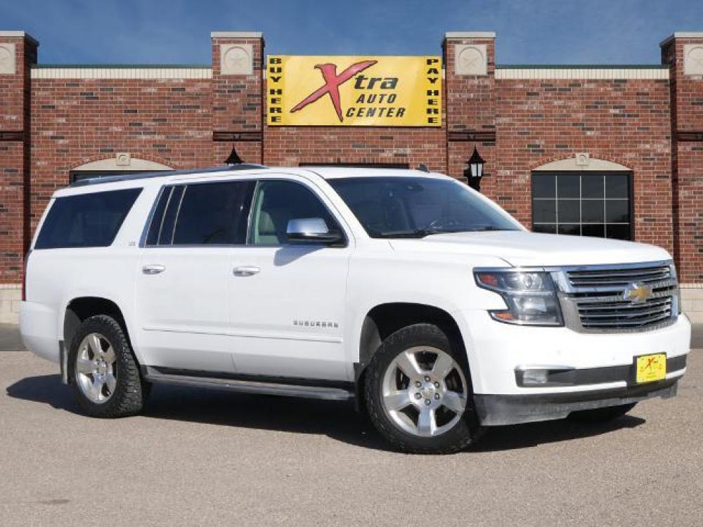 2015 Summit White Chevrolet Suburban LTZ 1500 (1GNSKKKC2FR) with an 5.3 8 Cylinder Direct Injection engine, Automatic transmission, located at 1401 N. Hobart, Pampa, TX, 79065, (806) 665-9872, 35.549641, -100.971878 - Photo #0