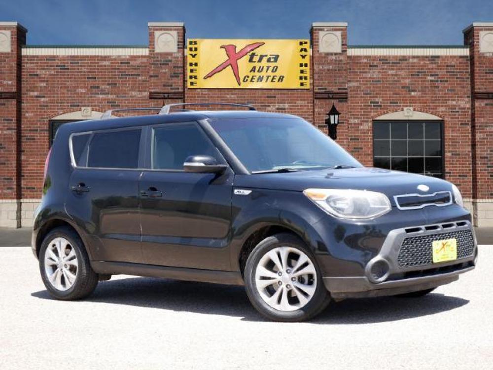 2014 Shadow Black Kia Soul + (KNDJP3A59E7) with an 2.0 4 Cylinder Direct Injection engine, Automatic transmission, located at 1401 N. Hobart, Pampa, TX, 79065, (806) 665-9872, 35.549641, -100.971878 - Photo #0