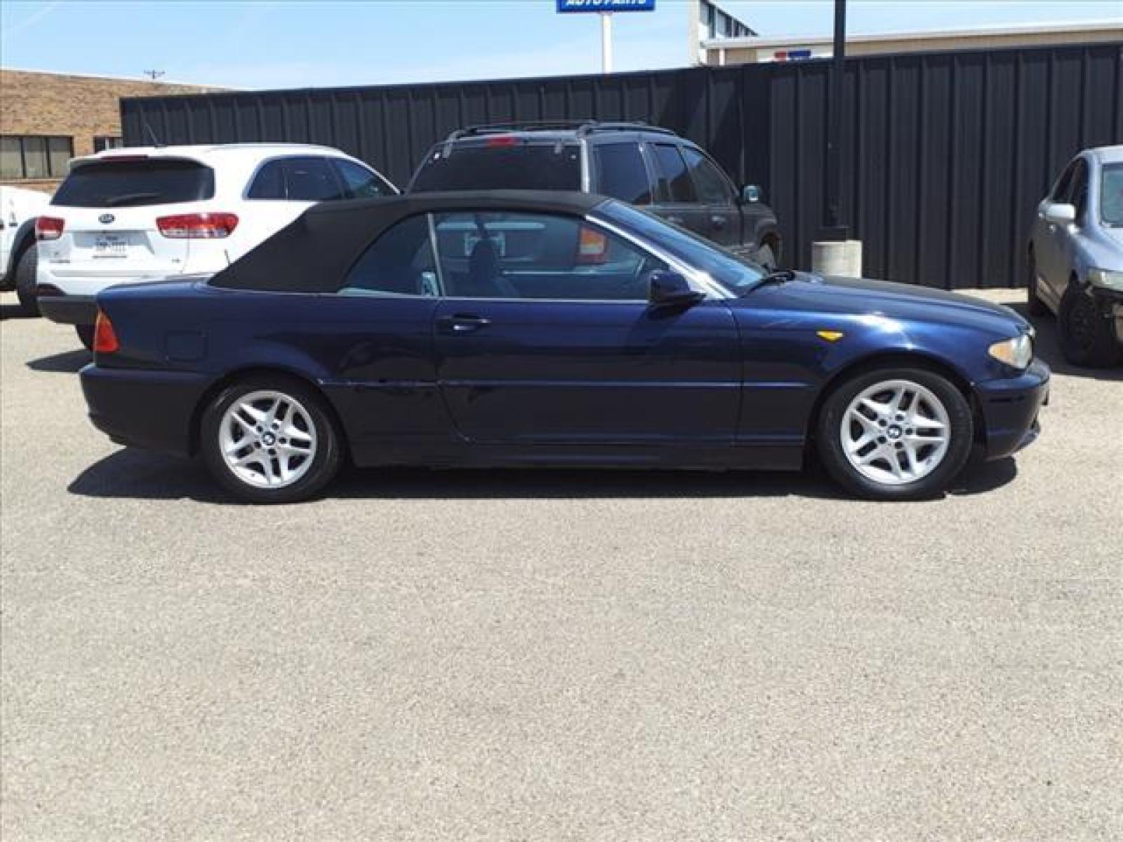 2004 Orient Blue Metallic BMW 3 Series 325Ci (WBABW33444P) with an 2L NA I6 double overhead Fuel Injected engine, 5-Speed Automatic transmission, located at 1401 N. Hobart, Pampa, TX, 79065, (806) 665-9872, 35.549641, -100.971878 - Photo #2